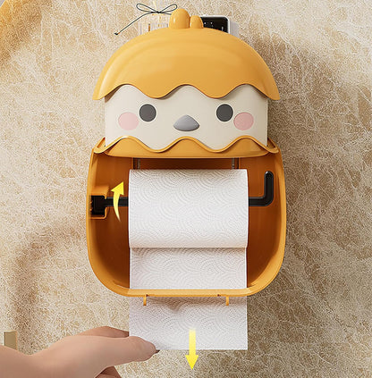 Cartoon Toilet Paper Holder Wall-Mounted Paper Box (Yellow)