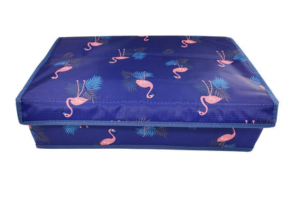 Innerwear Organizer 15+1 Compartment Non-Smell Non Woven Foldable Fabric Storage Box for Closet - Blue Flamingo