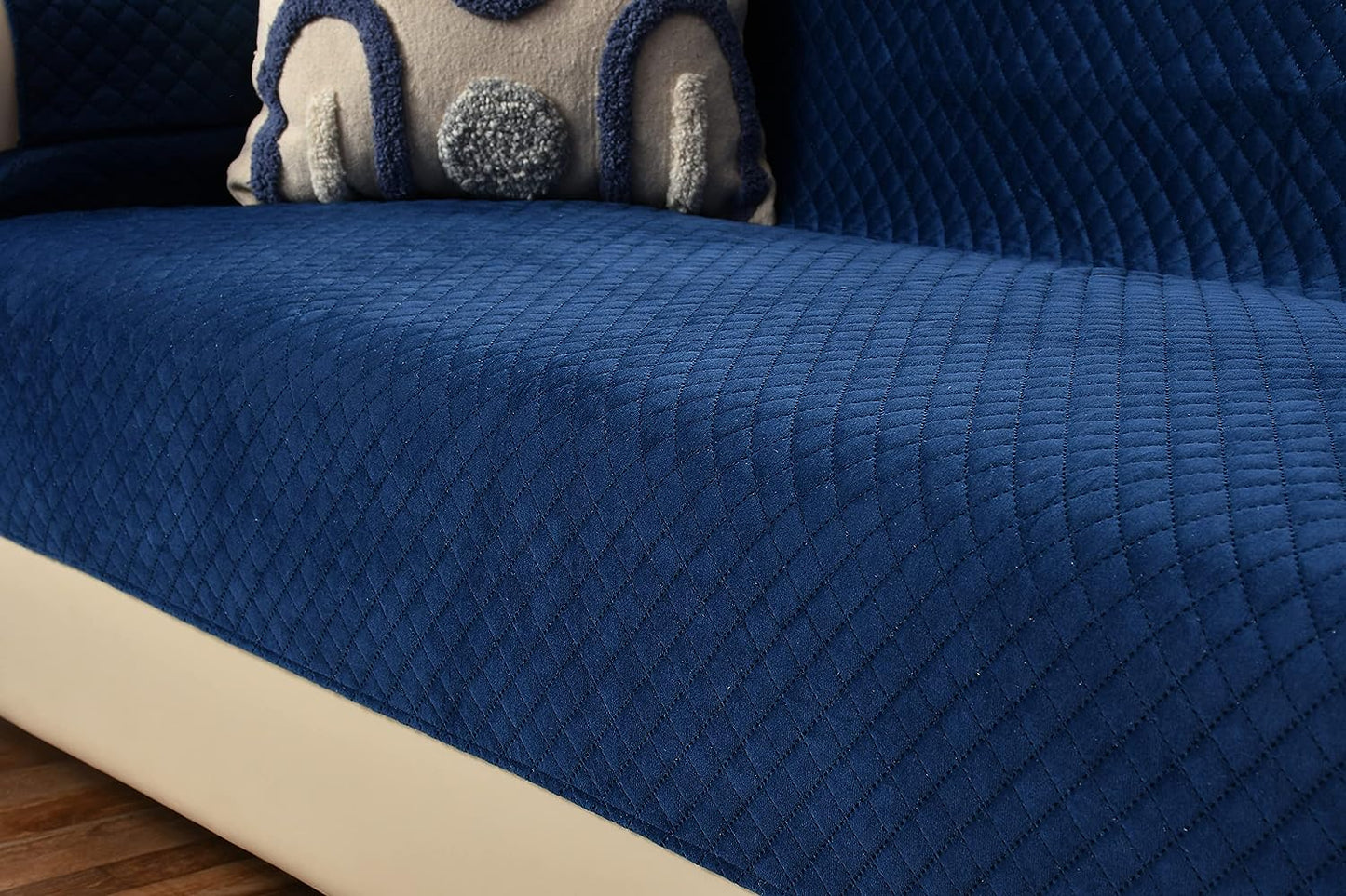 Ultra-Soft Velvet Couch Cover-Hash Dark Blue