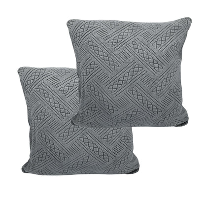 Jacquard Fabric Cushion Cover With Zipper ( Charcoal, 45 x 45 cm)