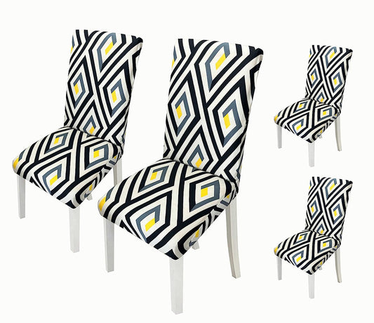 Printed Chair Cover(White/Black Trippy)