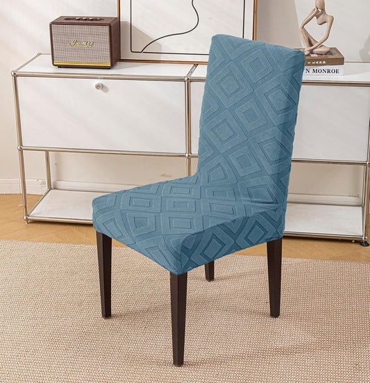 Stretchy Universal Jacquard Fabric Diamond Texture 220 GSM Chair Cover-Blue