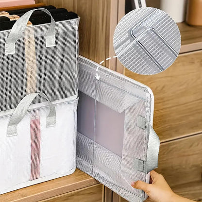 Durable Linen Closet Organizers and Foldable Storage Baskets (Transparent)