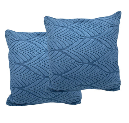 Jacquard Leaf Texture Fabric Cushion Cover With Zipper ( Blue, 45 x 45 cm)