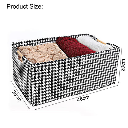 Store Wardrobe Organizer With Bamboo Handle (Black Houndstooth)