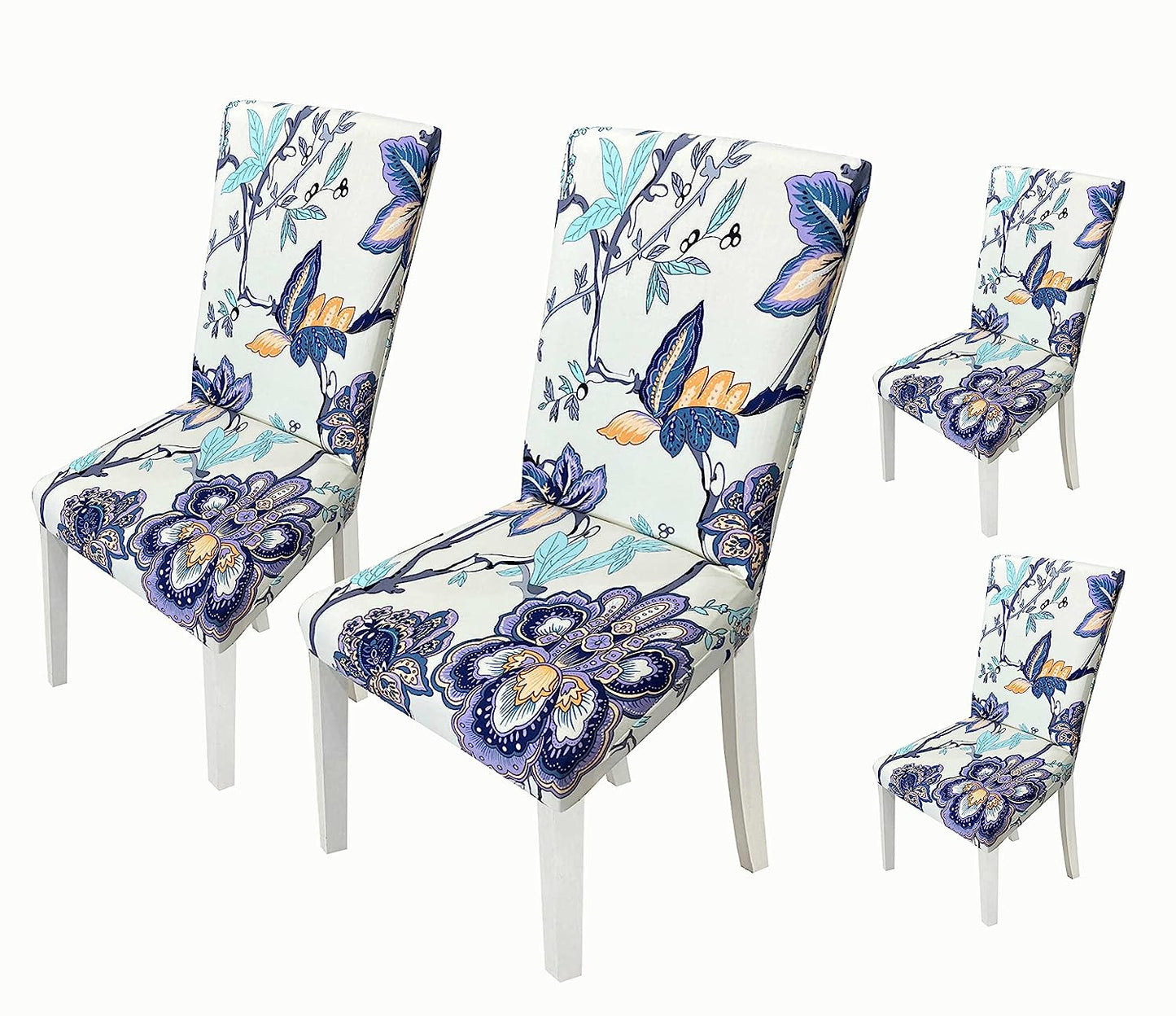 Printed Chair Cover - (Beige Blue Butterfly)