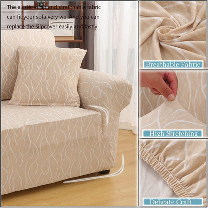 Universal Stretchable Sofa Cover-Beige Wavy