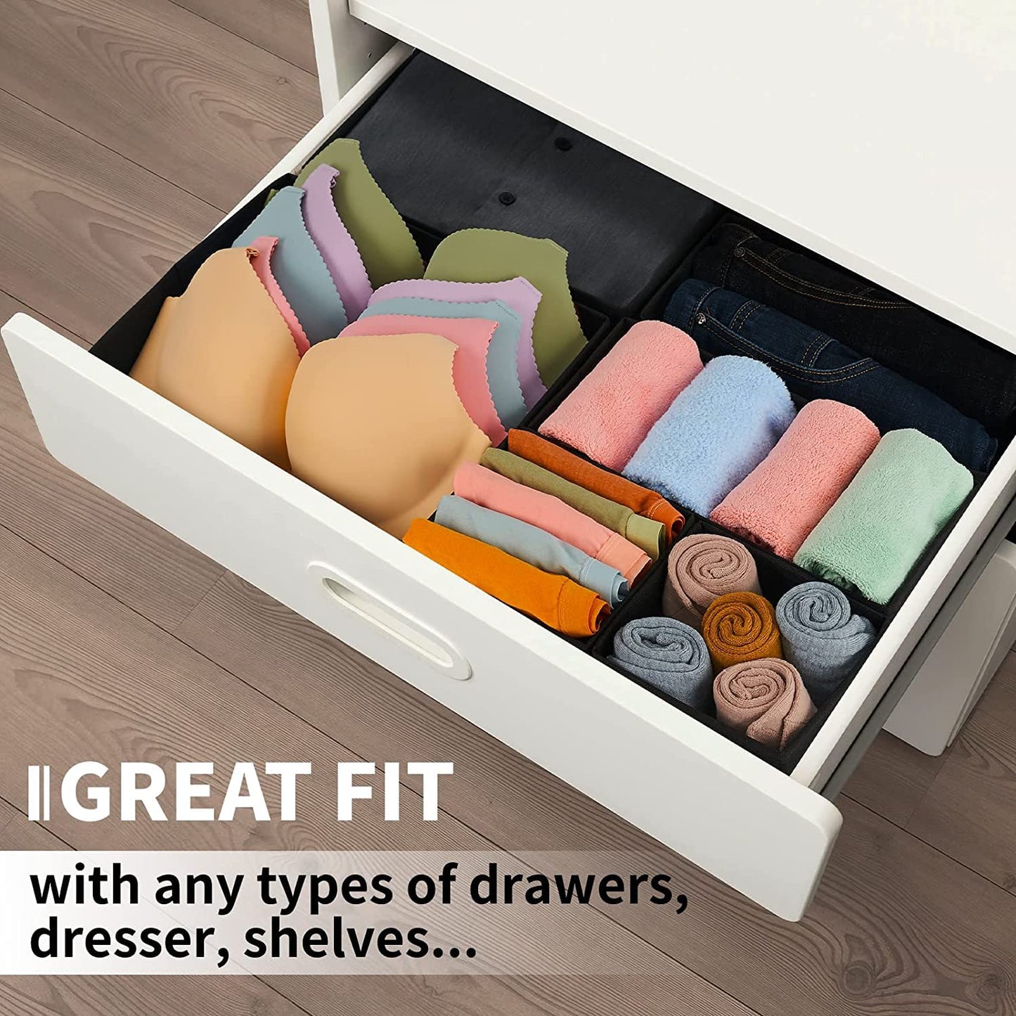 Foldable Cloth Storage Box Drawer Organizer Containers Set of 8