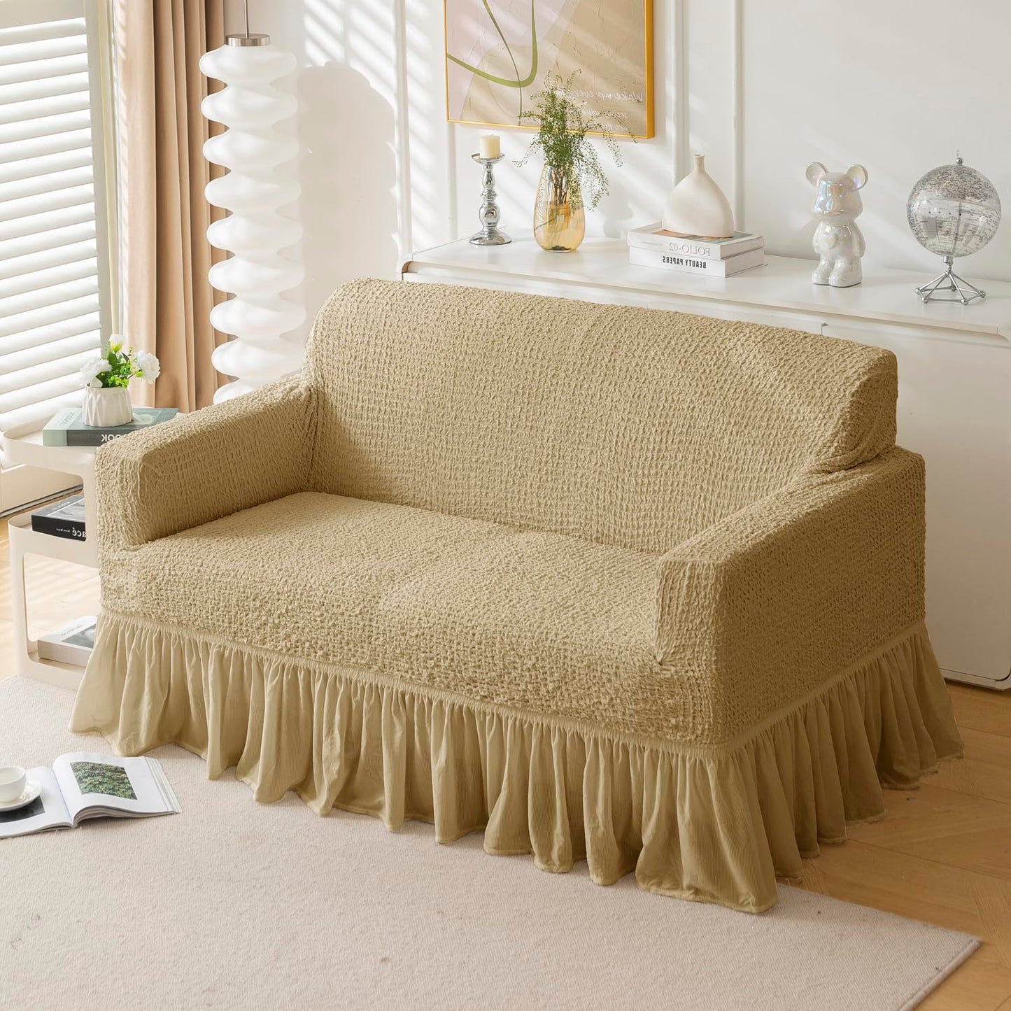 Universal Italian Pattern Sofa Slipcover- Khaki