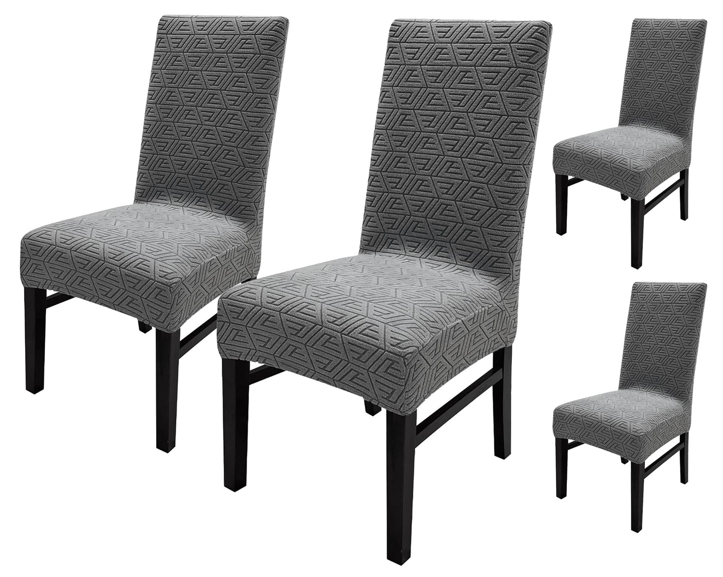 Elastic Jacquard Grain Texture Chair Cover Slipcover (Charcoal)