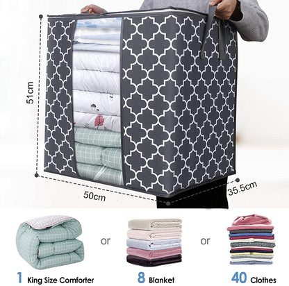 Storage Bags Large Blanket Clothes Organization and Storage Containers (Grey 100L)