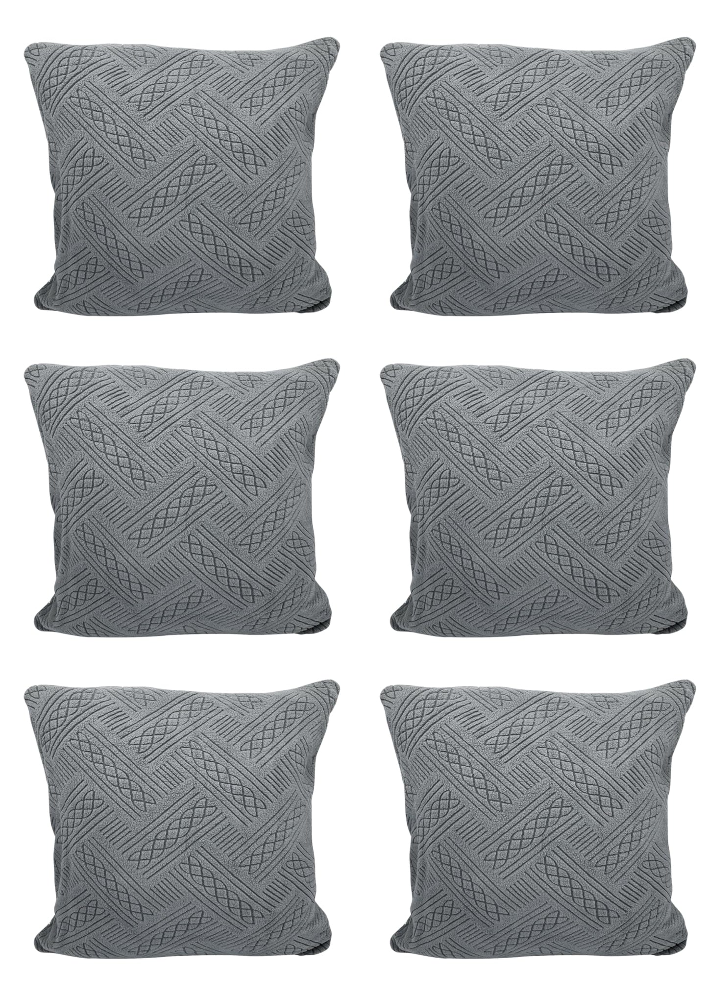 Jacquard Fabric Cushion Cover With Zipper ( Charcoal, 45 x 45 cm)