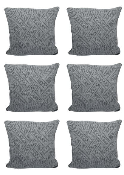 Jacquard Fabric Cushion Cover With Zipper ( Charcoal, 45 x 45 cm)