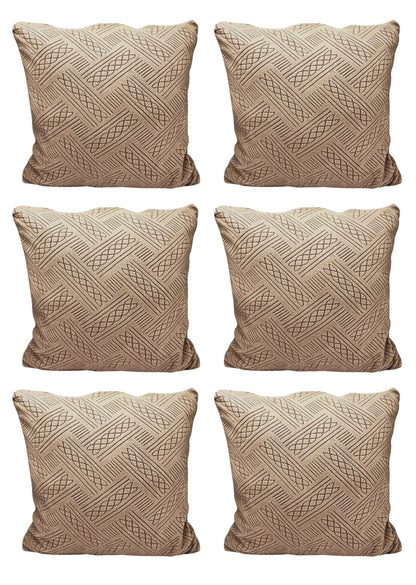 Jacquard Fabric Cushion Cover With Zipper ( Camel, 45 x 45 cm)