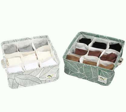 Waterproof Cotton Linen Underwear Organizer Boxes (Pack of 2)