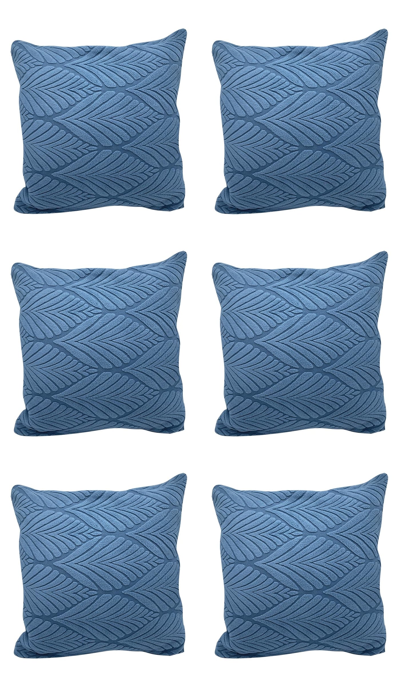 Jacquard Leaf Texture Fabric Cushion Cover With Zipper ( Blue, 45 x 45 cm)