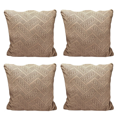 Jacquard Fabric Cushion Cover With Zipper ( Camel, 45 x 45 cm)