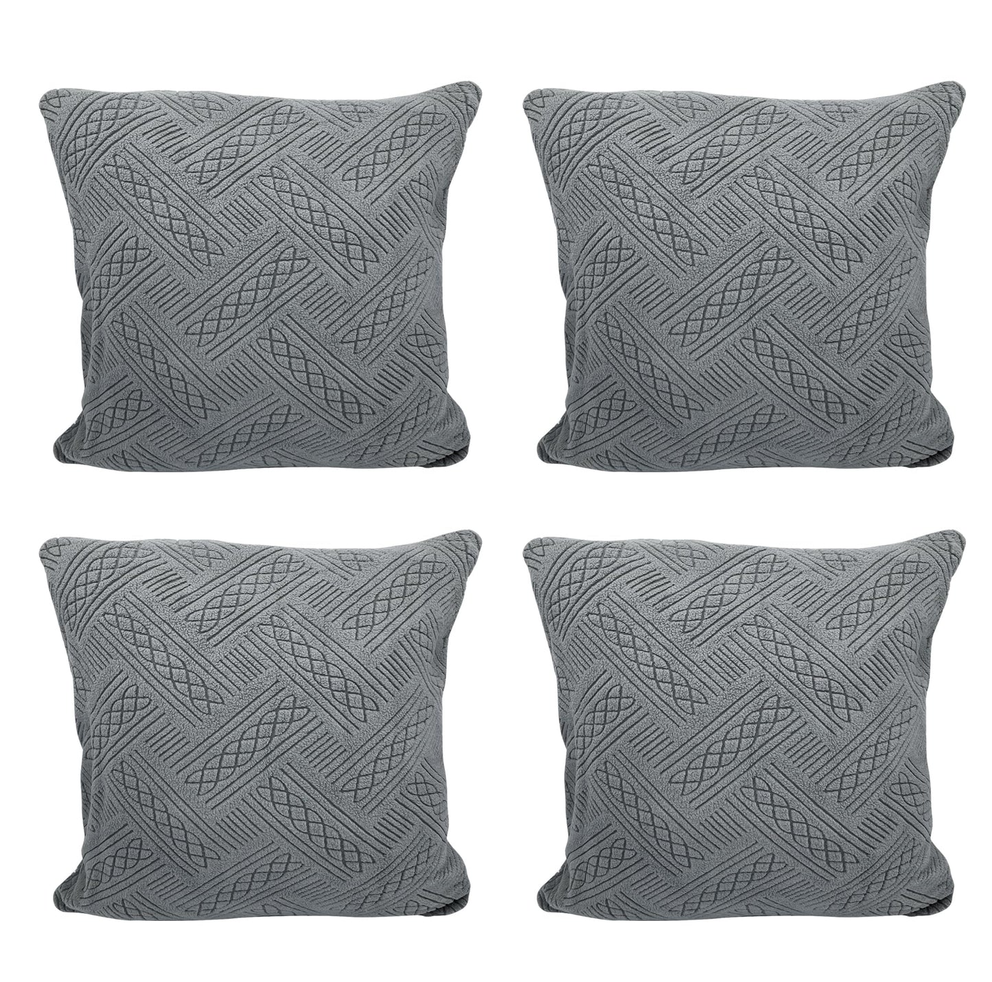 Jacquard Fabric Cushion Cover With Zipper ( Charcoal, 45 x 45 cm)