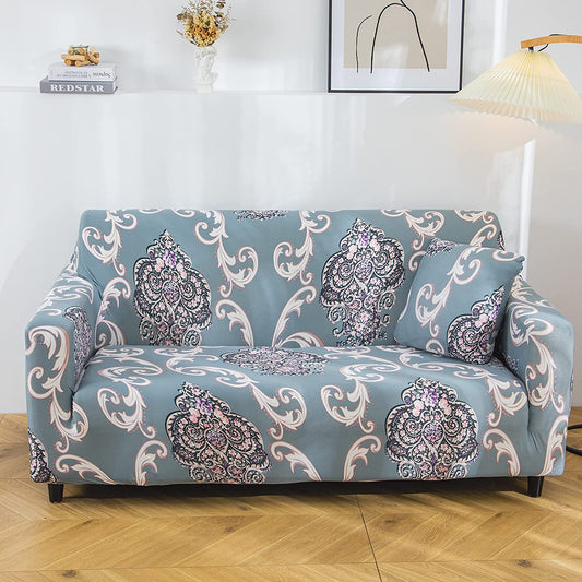 Printed Sofa Cover - Blue Motif