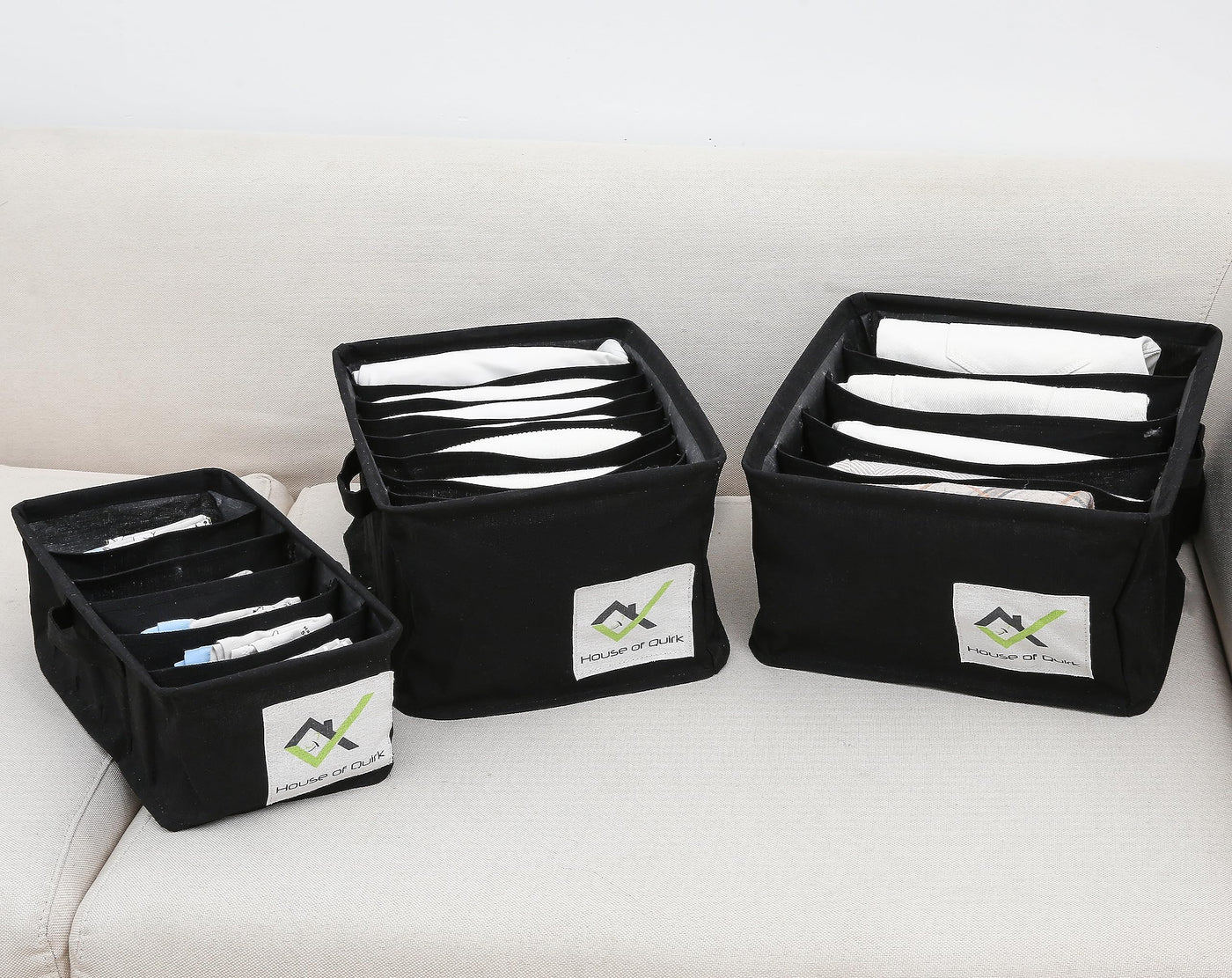 Set of 3 Foldable Storage Box Drawer Divider Organizer  (5+6+9 Slot)