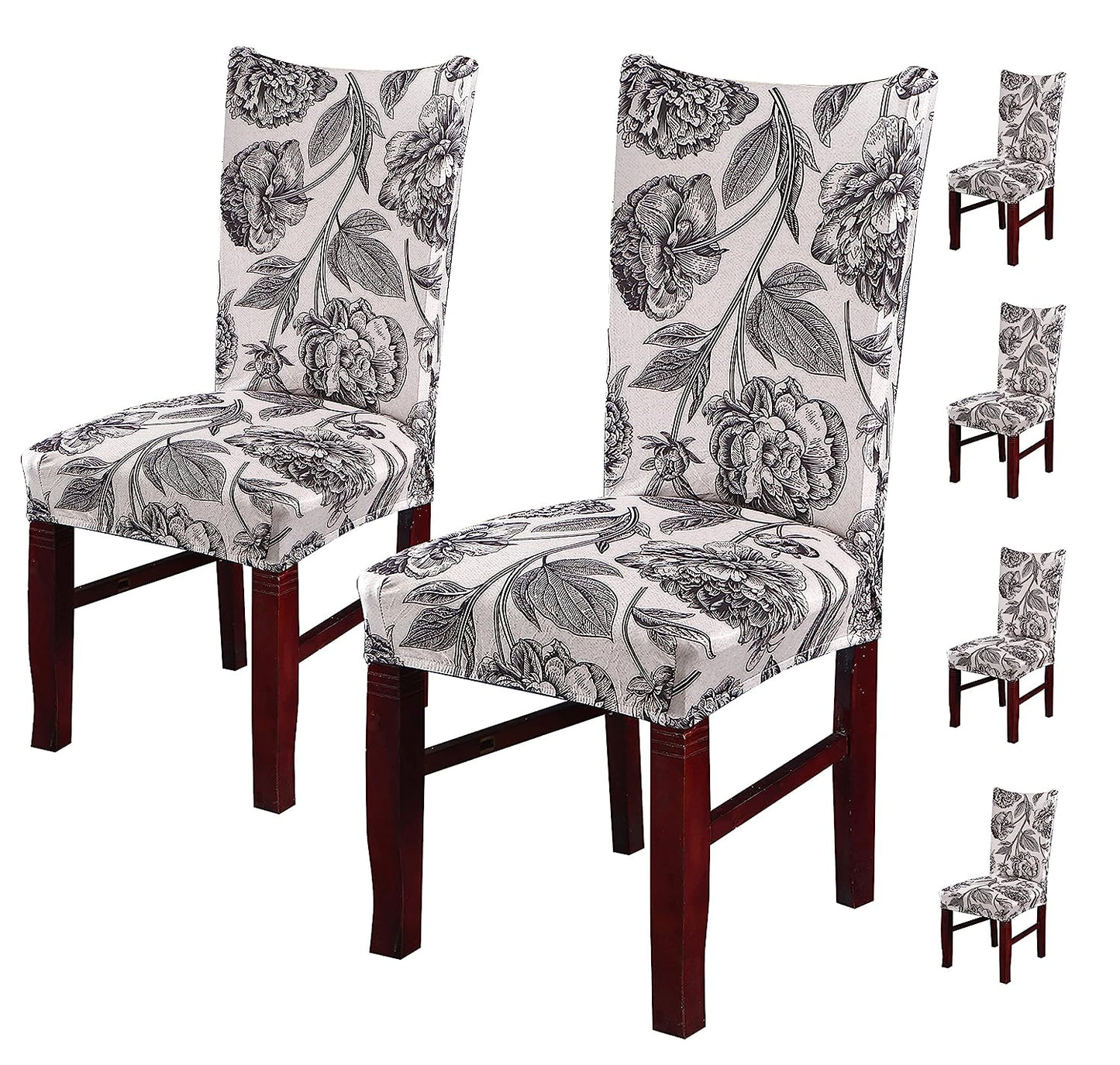 Printed Chair Cover-(Brown Flower)