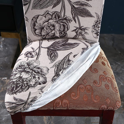 Printed Chair Cover-(Brown Flower)