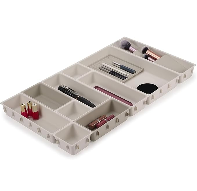 Beauty Organizer Set - Drawer Storage Dividers for Makeup, Cosmetics, and Grooming ( White)