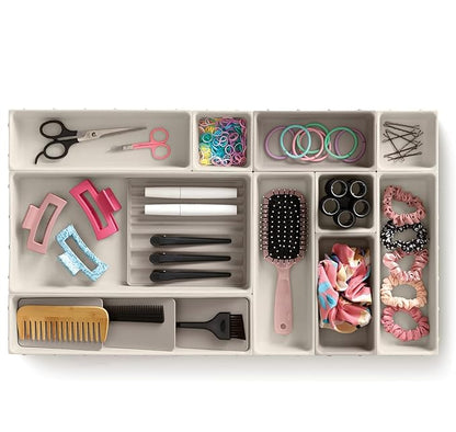 Beauty Organizer Set - Drawer Storage Dividers for Makeup, Cosmetics, and Grooming ( White)