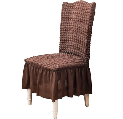 Turkish Bubble Frill Chair Cover Stretch Removable Washable Slipcover (coffee)