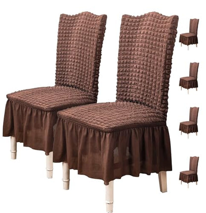 Turkish Bubble Frill Chair Cover Stretch Removable Washable Slipcover (coffee)