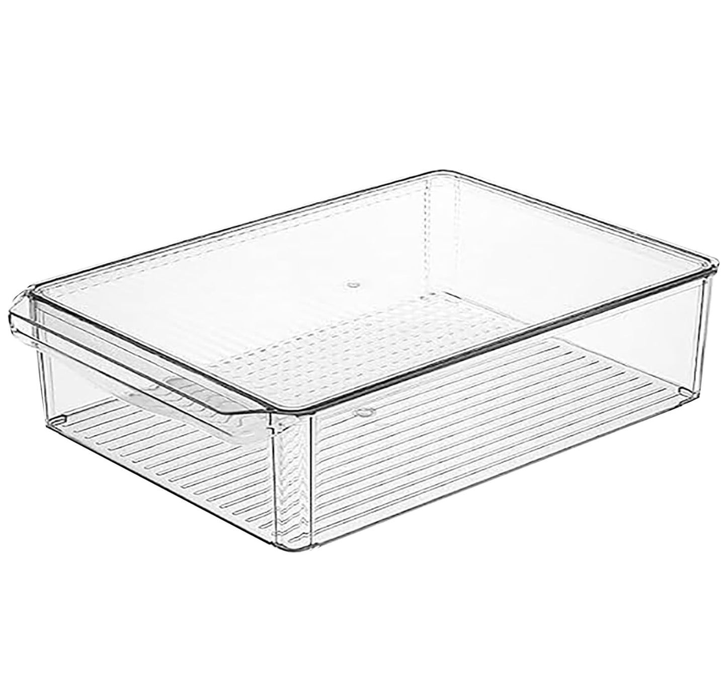 Refrigerator Organizer Bins With Pull-Out Drawer With Handle