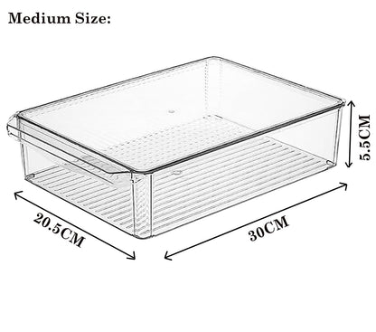 Refrigerator Organizer Bins With Pull-Out Drawer With Handle