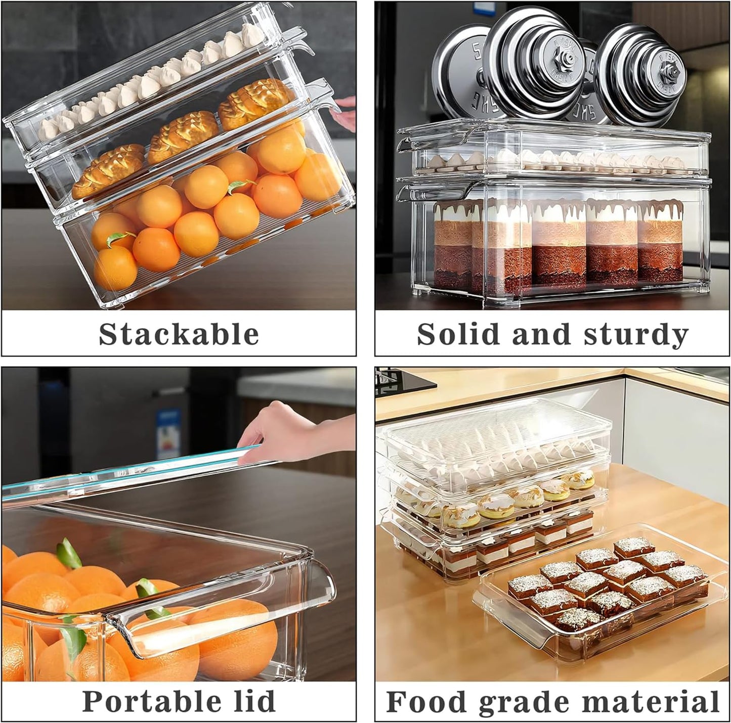 Refrigerator Organizer Bins With Pull-Out Drawer With Handle