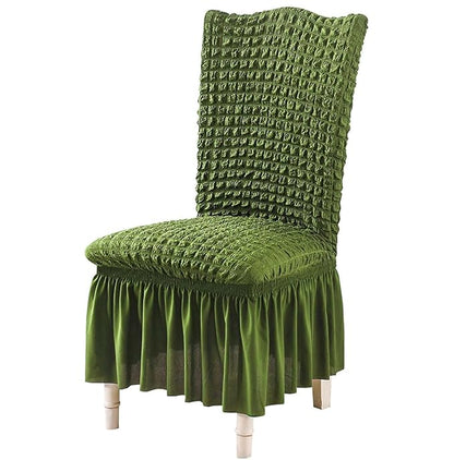 Turkish Bubble Frill Chair Cover Stretch Removable Washable Slipcover (GREEN)