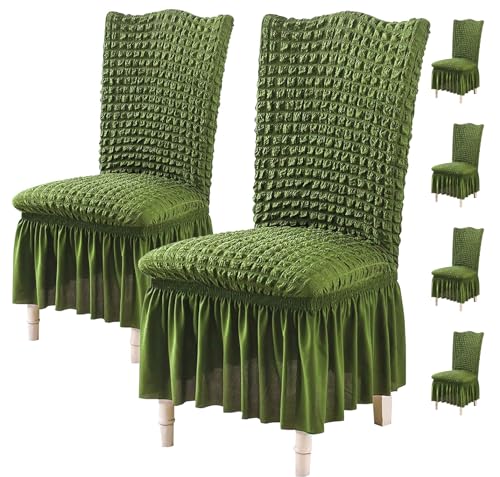 Turkish Bubble Frill Chair Cover Stretch Removable Washable Slipcover (GREEN)