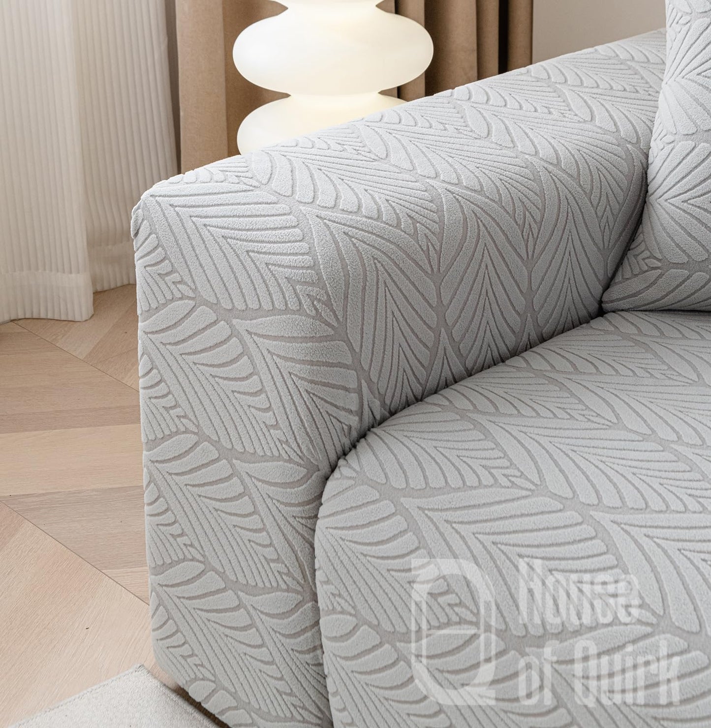 Universal 220 GSM Jacquard Leaf Texture Fabric Sofa Cover (SMOKE)