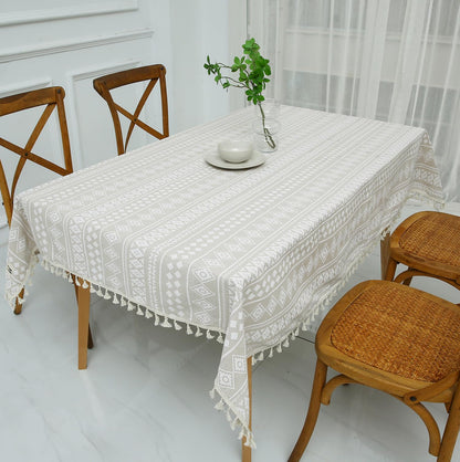 Rectangle Printed Tablecloth Cotton Linen Table Cloth Dust-Proof Table Cover (183x137 cm)