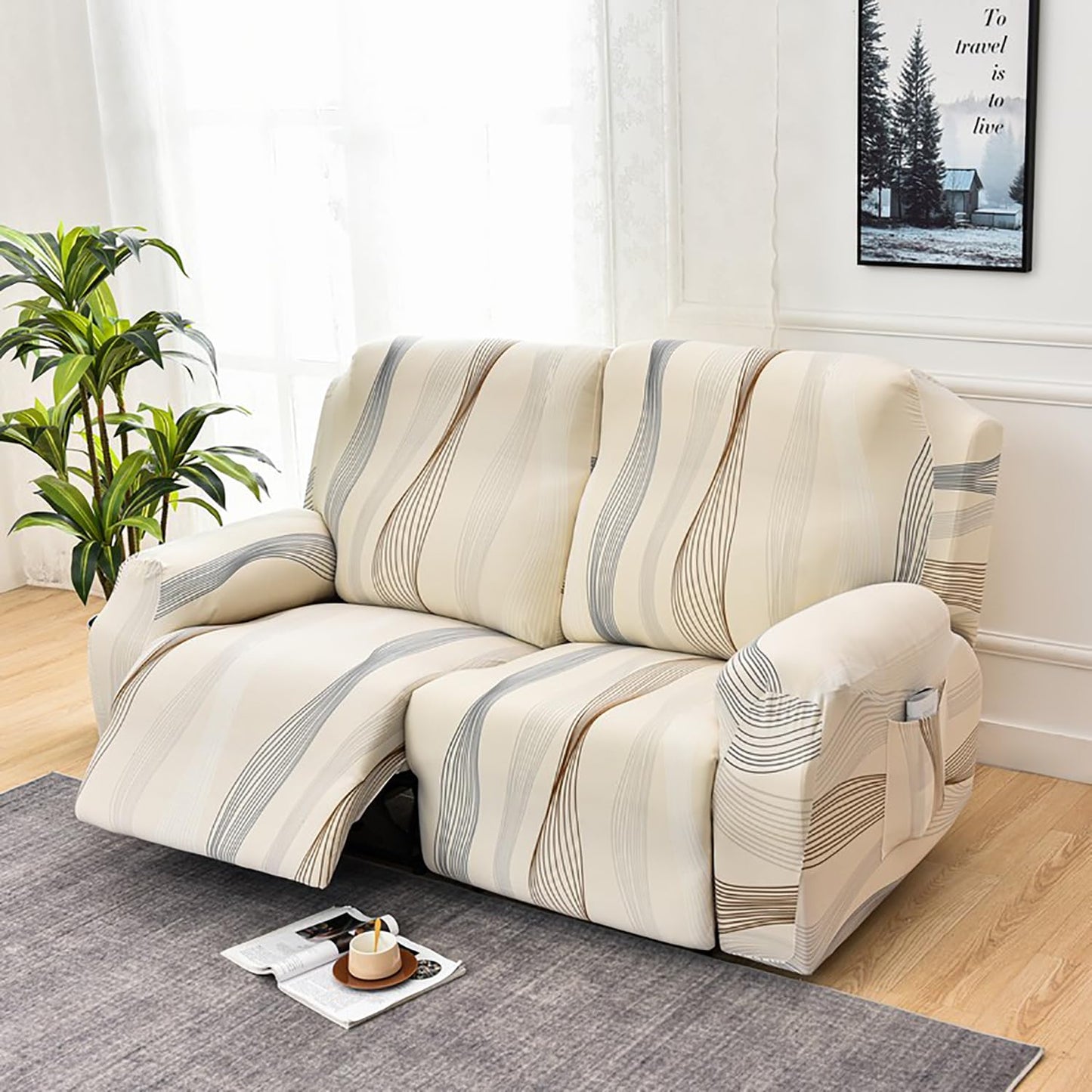 Recliner 6 Pieces Couch Covers for 2 Seats Reclining Sofa Slipcovers