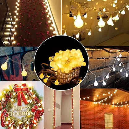 Outdoor String LightsBattery Operated Warm White, 20 LED Ball Lights