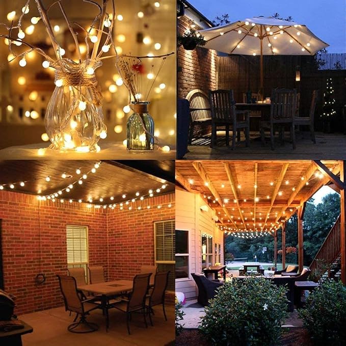 Outdoor String LightsBattery Operated Warm White, 20 LED Ball Lights