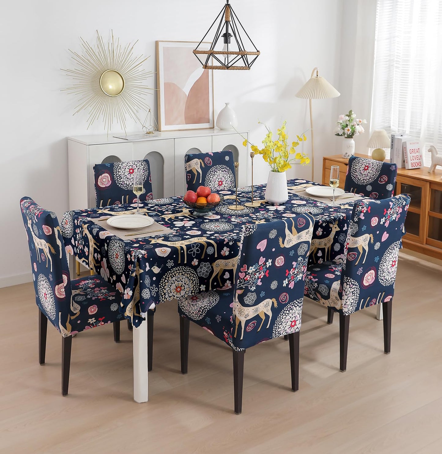 Dining Chair Cover With Table Covers Dining Table Cloth (1 Table Cover + 6 Chair Cover)