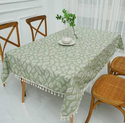 Rectangle Printed Tablecloth Cotton Linen Table Cloth Dust-Proof Table Cover (183x137 cm)