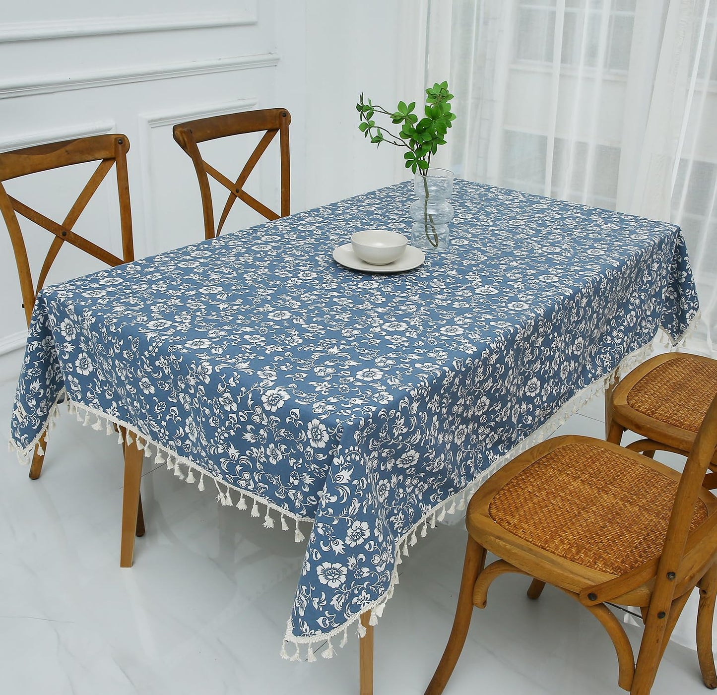 Rectangle Printed Tablecloth Cotton Linen Table Cloth Dust-Proof Table Cover (183x137 cm)