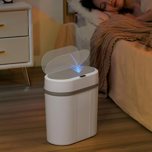 Smart Automatic Sensor Dustbin Oval shape Trash Bin White 12 Litre