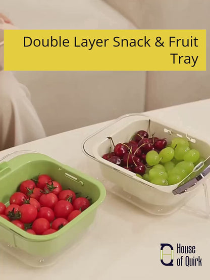 Double-Layer Snack & Fruit Tray with Phone Holder