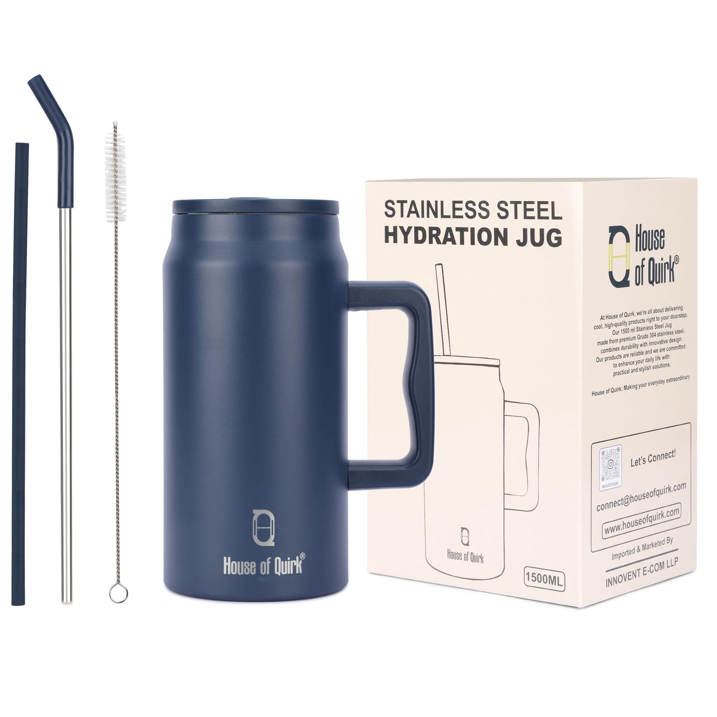 1500ML Mug Tumbler with Handle and Straw Lid