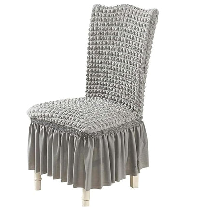 Turkish Bubble Frill Chair Cover Stretch Removable Washable ( SMOKE )