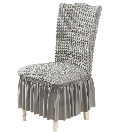 Turkish Bubble Frill Chair Cover Stretch Removable Washable ( SMOKE )