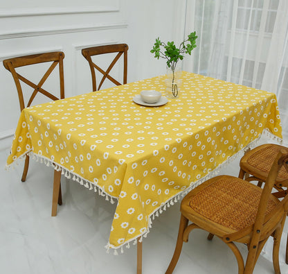 Rectangle Printed Tablecloth Cotton Linen Table Cloth Dust-Proof Table Cover (183x137 cm)