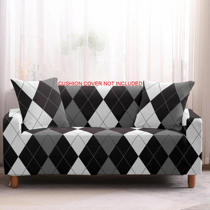 Printed Sofa Cover - Check Grey